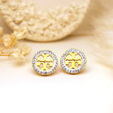 Crystal Emblem Circle Stud Earrings